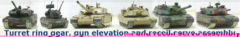 Turret ring gear, gun elevation and recoil servo assembly